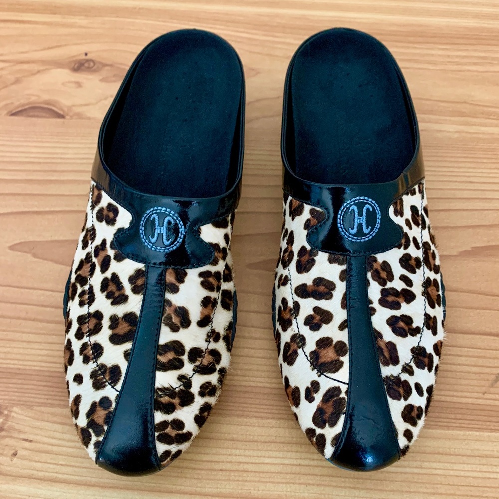 Women's 6.5M Cole Haan Nike Air Clog Pony Hair Leopard EUC
